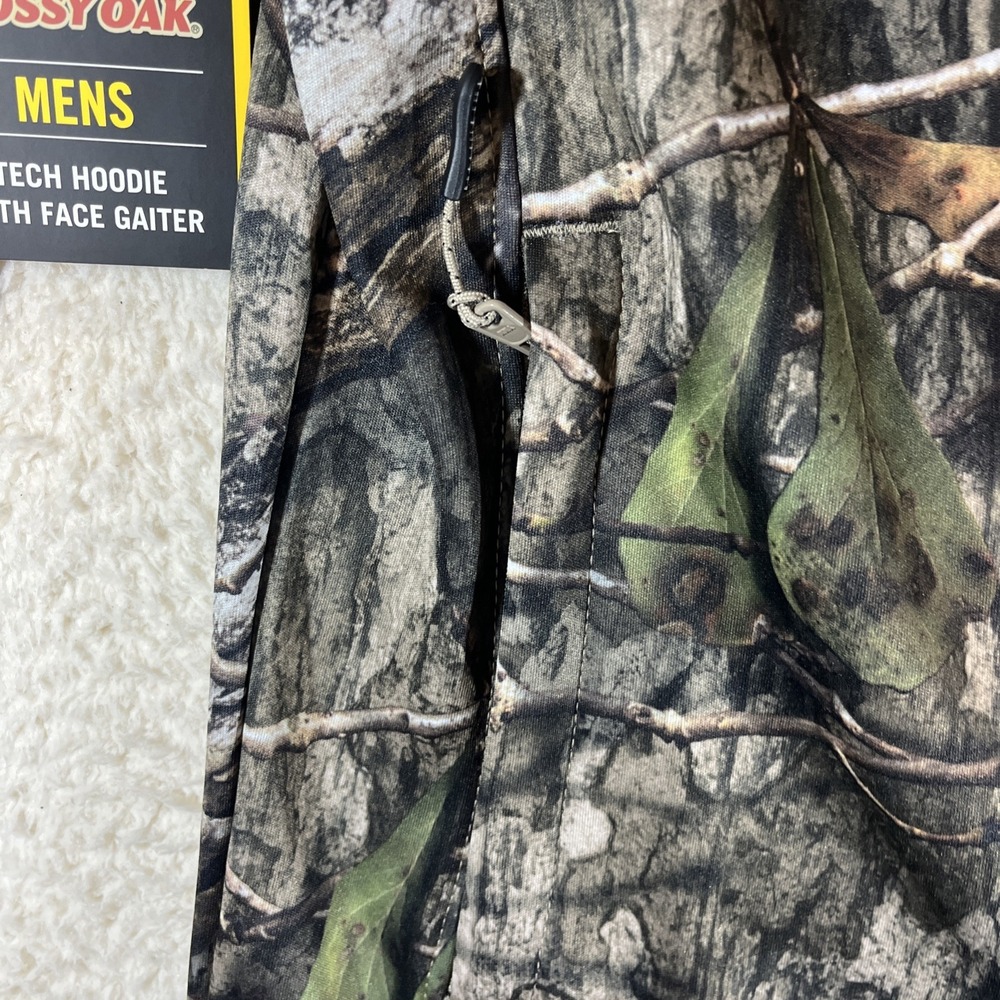 Men's Large 42/44 Mossy Oak Camo Tech Fleece Hoodie w/Face Gaiter NWT - Picture 3 of 16